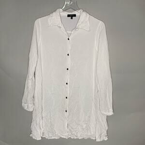 Comfy USA S Oversized Crinkle Sally Shirt Button Front White Breathable *flaw